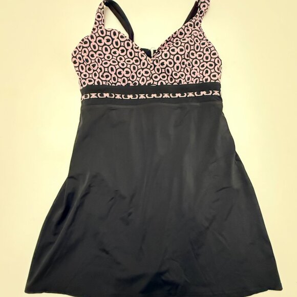 GUC Tropical Escape Women's Black & Pink Bathing Suit Size 12 - Picture 1 of 6